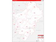 St. Clair County, AL Wall Map Zip Code Red Line Style 2023